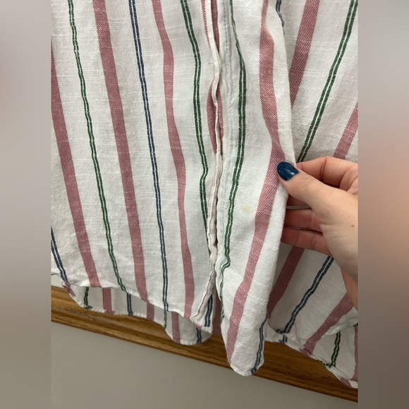 Xirena Chesney Striped Blouse 100% Cotton Short Sleeve Lightweight Blouse Size M - Picture 6 of 10